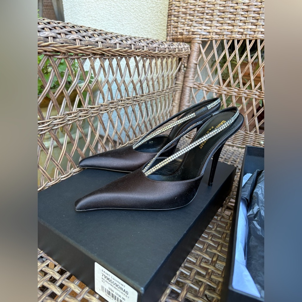 SAINT LAURENT Chacha Pump in Nero & Crystal Velvet New in Box! - Picture 5 of 16